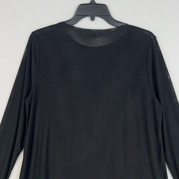A'nue Ligne Shirt Women Large Black Sheer Mesh Basic Layer Minimal Boho Designer - Picture 7 of 12